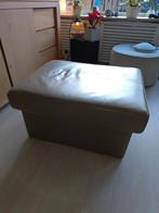 Echt lederen hocker 78x62x42 onbeschadigd taupe kleur, Huis en Inrichting, Banken | Voetenbanken en Poefen, Ophalen, Zo goed als nieuw