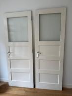 Jaren '30 paneeldeuren met glas - set van 2, Doe-het-zelf en Verbouw, Ophalen, Gebruikt, 80 tot 100 cm, Binnendeur