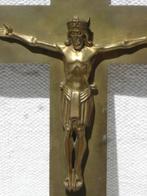 Antieke grote Art Deco Crucifix van koper jaren 30/ 40, Antiek en Kunst, Antiek | Religie, Ophalen of Verzenden