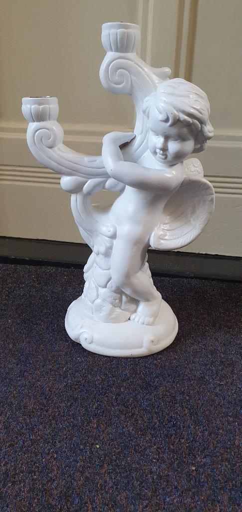te koop witte stenen kaarsen stander 39 cm hoog, Huis en Inrichting, Woonaccessoires | Kandelaars en Kaarsen, Nieuw, Kandelaar