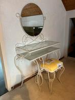 Vintage kaptafel met spiegel en kruk, Ophalen, Gebruikt, 50 tot 100 cm, Glas