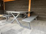 Aluminium picknicktafel 200x186, Tuin en Terras, Picknicktafels, Ophalen, Gebruikt, Rechthoekig, Aluminium