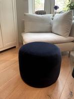 Velvet Poef Dark Blue, Huis en Inrichting, Banken | Voetenbanken en Poefen, Rond, Gebruikt, 50 tot 75 cm, 50 tot 75 cm