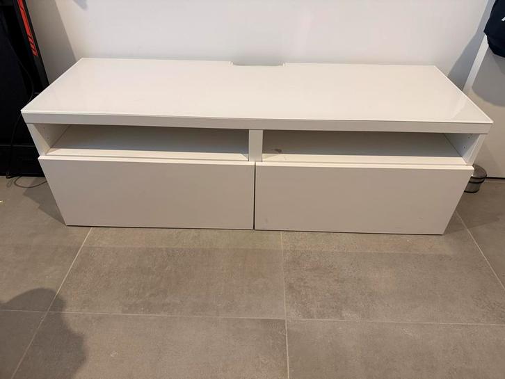 Ikea Besta TV Meubel 120cm + Beschermglas, Huis en Inrichting, Kasten | Televisiemeubels, Gebruikt, Minder dan 100 cm, 100 tot 150 cm