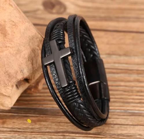 Leren armband., Sieraden, Tassen en Uiterlijk, Armbanden, Nieuw, Leer, Zwart, Ophalen of Verzenden