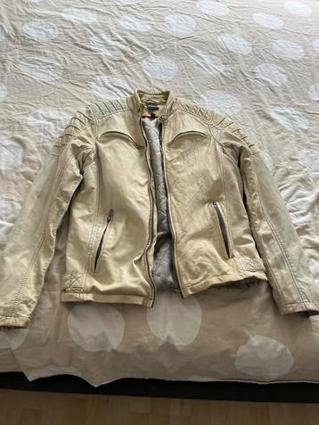 Leren tussenjas maat S - Wit/Beige/Grijs beschikbaar voor biedingen