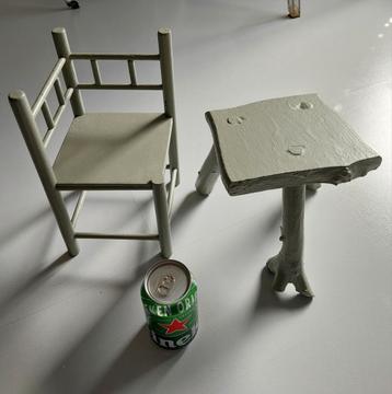 Poppenstoel Poppentafel Pop Stoeltje Vintage Hout  beschikbaar voor biedingen