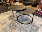 Salontafel 2-Delig Nikkel €149,- Direct/Leverbaar E-7154, Huis en Inrichting, Tafels | Salontafels, Ophalen, 50 tot 100 cm, Rond