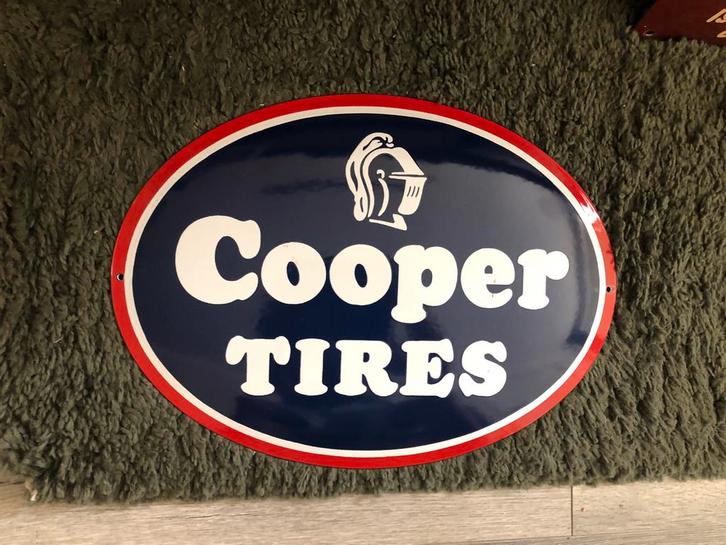 Dik emaille bord van Cooper Banden als nieuw nog, Verzamelen, Merken en Reclamevoorwerpen, Zo goed als nieuw, Reclamebord, Ophalen of Verzenden