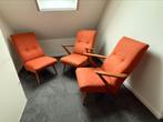 Vintage stoelen (3x), scandinavisch design, oranje, Huis en Inrichting, Ophalen, Hout, Eenpersoons, Minder dan 75 cm
