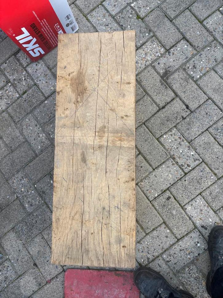 Massief Eikenhouten Blok, Doe-het-zelf en Verbouw, Hout en Planken, Gebruikt, Balk, Eiken, Minder dan 200 cm, 50 mm of meer, Ophalen