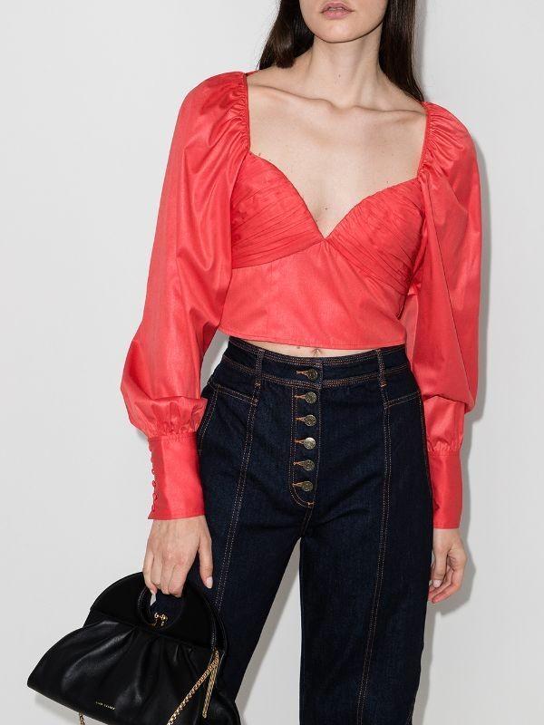 Rotate crop top Maat 34 (XS) Roze, Kleding | Dames, Tops, Zo goed als nieuw, Maat 34 (XS) of kleiner, Roze, Lange mouw, Verzenden