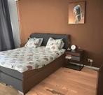 Boxspring 180x200 cm met topper - Lichtgrijs, Ophalen, Tweepersoons, Zo goed als nieuw, 180 cm