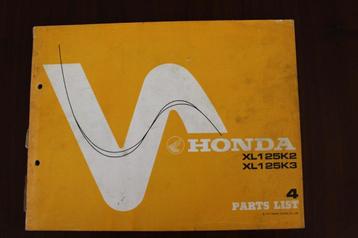Honda XL125 K2 K3 1977 motorcycle parts list XL 125 beschikbaar voor biedingen