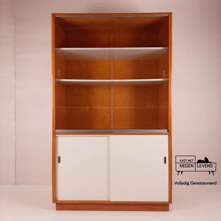 Vintage grote vitrinekast, winkel vitrine 1970s, mid-century, Huis en Inrichting, Kasten | Vitrinekasten, Zo goed als nieuw, 150 tot 200 cm