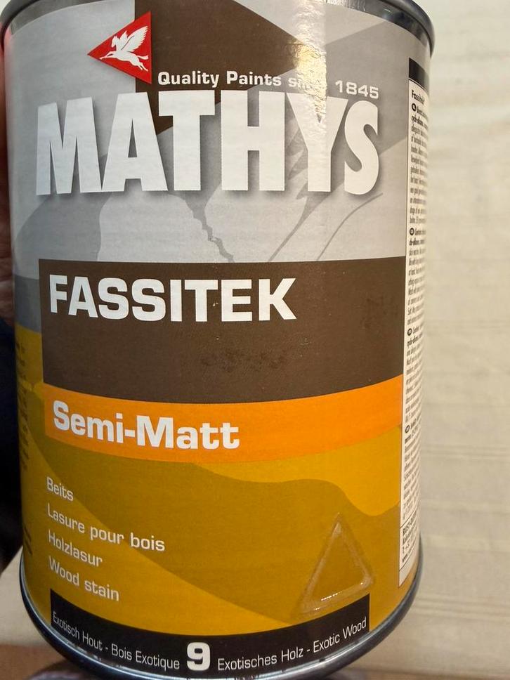 Mathys fassitek mahonie/teak transparante beits 1liter, Tuin en Terras, Schuttingen, Nieuw, Hout, Minder dan 3 meter, Ophalen of Verzenden