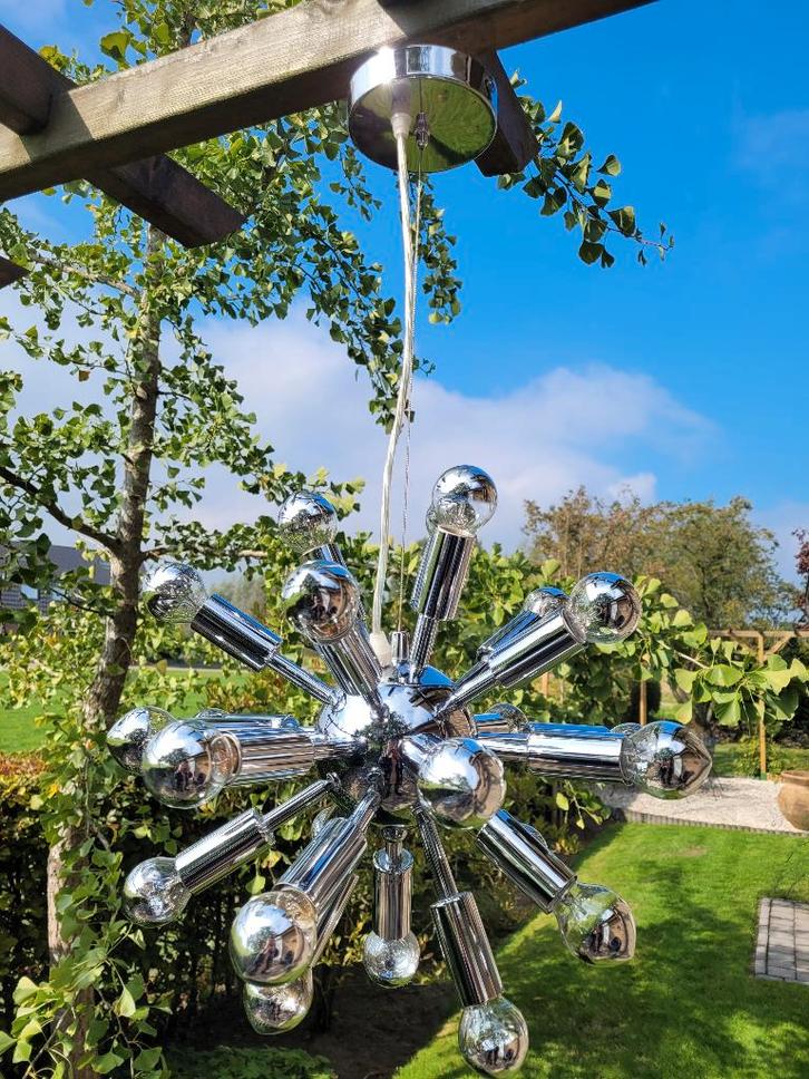 2 spoetnik hanglampen sputnik lamp retro sixties fifties, Huis en Inrichting, Lampen | Hanglampen, Zo goed als nieuw, Minder dan 50 cm