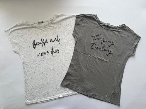 2 T-shirtjes –Cotton Club - Maat:L - 2 hele leuke gemêleer, Kleding | Dames, T-shirts, Zo goed als nieuw, Maat 42/44 (L), Overige kleuren