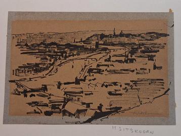 Cubistische Stad Tekening H Sitskoorn beschikbaar voor biedingen