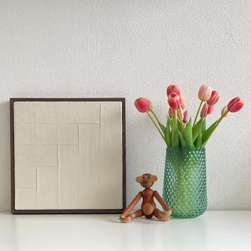 Schilderij Jute op hout met bruine lijst - maat:38.5X38.5 cm beschikbaar voor biedingen