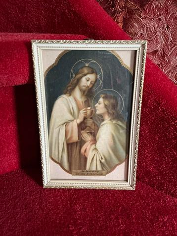 Religieuze prent ❤️ H. Communie - Ingelijst beschikbaar voor biedingen