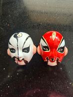 Chinese Opera Maskers - Set van 2 - Handbeschilderd, Antiek en Kunst, Ophalen of Verzenden