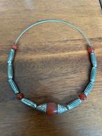 Oude zilveren ketting met stenen, Verzenden, Zo goed als nieuw, Zilver
