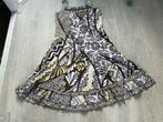 Vintage bruin/groen/gele zomerjurk met kralenceintuur., Ophalen of Verzenden, Gedragen, Maat 38/40 (M), Groen