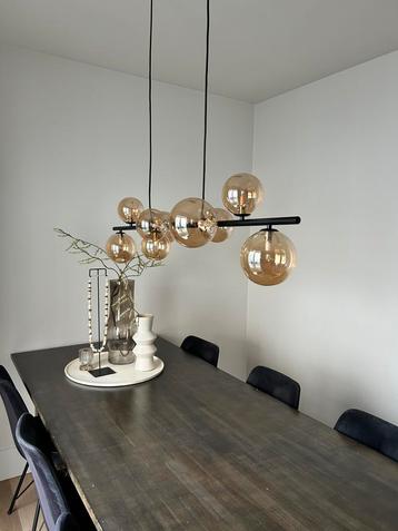 Hanglamp met 9 goud kleur glazen bollen. beschikbaar voor biedingen