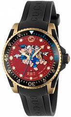 Gucci x Disney Three Little Pigs Rubber Strap Diver Watch, Overige merken, Staal, Polshorloge, Overige materialen