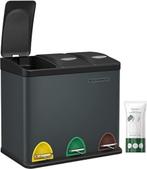 Pedaalemmer - Afvalscheiding 3 vakken - 3 x 8L - Grijs, Kunststof, Met pedaal, 50 tot 75 cm, Info@wwc-trading.com
