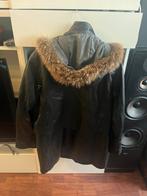 Fabiani leren jas met bontkraag - Maat L(42), Ophalen of Verzenden, Zo goed als nieuw, Maat 48/50 (M), Zwart