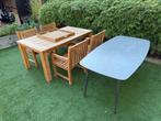 Tuinset teak met 4 stoelen & natuursteen tafel nieuw in doos, Tuin en Terras, Tuinsets en Loungesets, 4 zitplaatsen, Hardhout