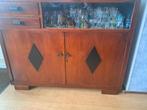 Oude kast 2 lades 2 deuren en glazen schuif deurtjes, Antiek en Kunst, Antiek | Meubels | Bedden, Ophalen