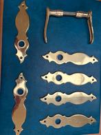 Messing Deurklink met Beslag, Doe-het-zelf en Verbouw, Hang- en Sluitwerk, Ophalen, Gebruikt, Koper of Messing, Klink of Kruk