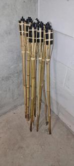 9x Bamboe Tuinfakkels / Lampionnen op Olie, Ophalen of Verzenden, Gebruikt