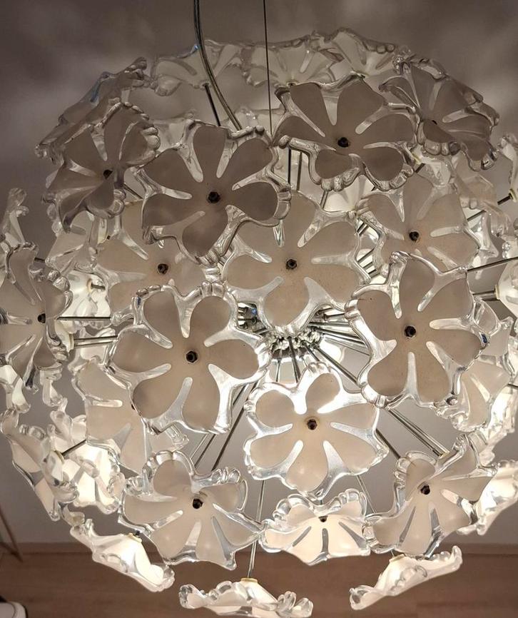 Lumess Vintage Design Spoetnik Lamp Bloemen Jaren 70, Huis en Inrichting, Lampen | Plafondlampen, Gebruikt, Kunststof, Metaal