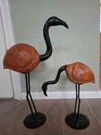 Decoratieve flamingo 2x - hout met metaal, Ophalen of Verzenden, Gebruikt
