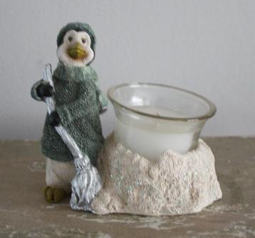 stenen theelicht met pinguin  beschikbaar voor biedingen