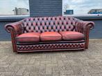 Springvale Chesterfield bank roodbruin GRATIS BEZORGD, Huis en Inrichting, Gebruikt, 125 cm of meer, Leer, Ophalen of Verzenden