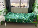 Stijlvol bed met stalen frame, Ophalen, Gebruikt, 180 cm of meer, 85 tot 100 cm