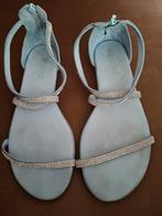 Sandalen lichtblauw met stras van echt leder maat 39, Ophalen of Verzenden, Zo goed als nieuw, Blauw, Sandalen of Muiltjes