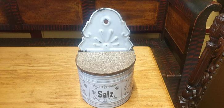 Emaille Saksische zout pot Salz, Antiek en Kunst, Antiek | Emaille, Ophalen of Verzenden