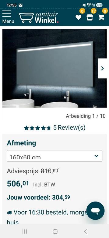Badkamerspiegel met verlichting en verwarming 160x60 beschikbaar voor biedingen