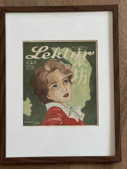 1930 Vintage Zweeds Super O U D retro look, Antiek en Kunst, Kunst | Etsen en Gravures, Ophalen of Verzenden