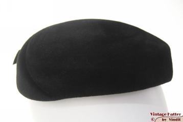 vintage Dames pillbox hoed zwart velour 55 = S tot XS beschikbaar voor biedingen