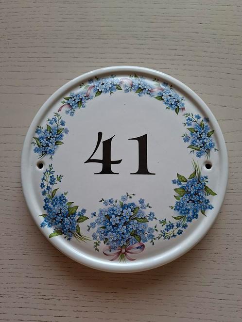 Huisdeurnummer bord/ nummer 41/ bloemmotief, Huis en Inrichting, Woonaccessoires | Overige, Ophalen of Verzenden