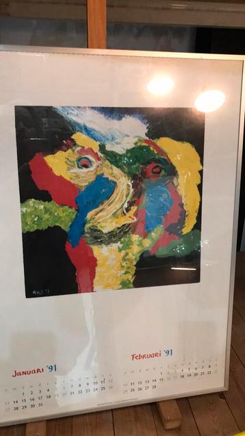 Complete ingelijste kalender van Karel Appel uit 1991.  beschikbaar voor biedingen
