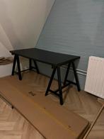 Bureaublad  met 2 schragen zwart, Ophalen, Gebruikt