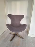Grijze disign fauteuil, Egg chair model, Ophalen, Gebruikt, 75 tot 100 cm, 50 tot 75 cm